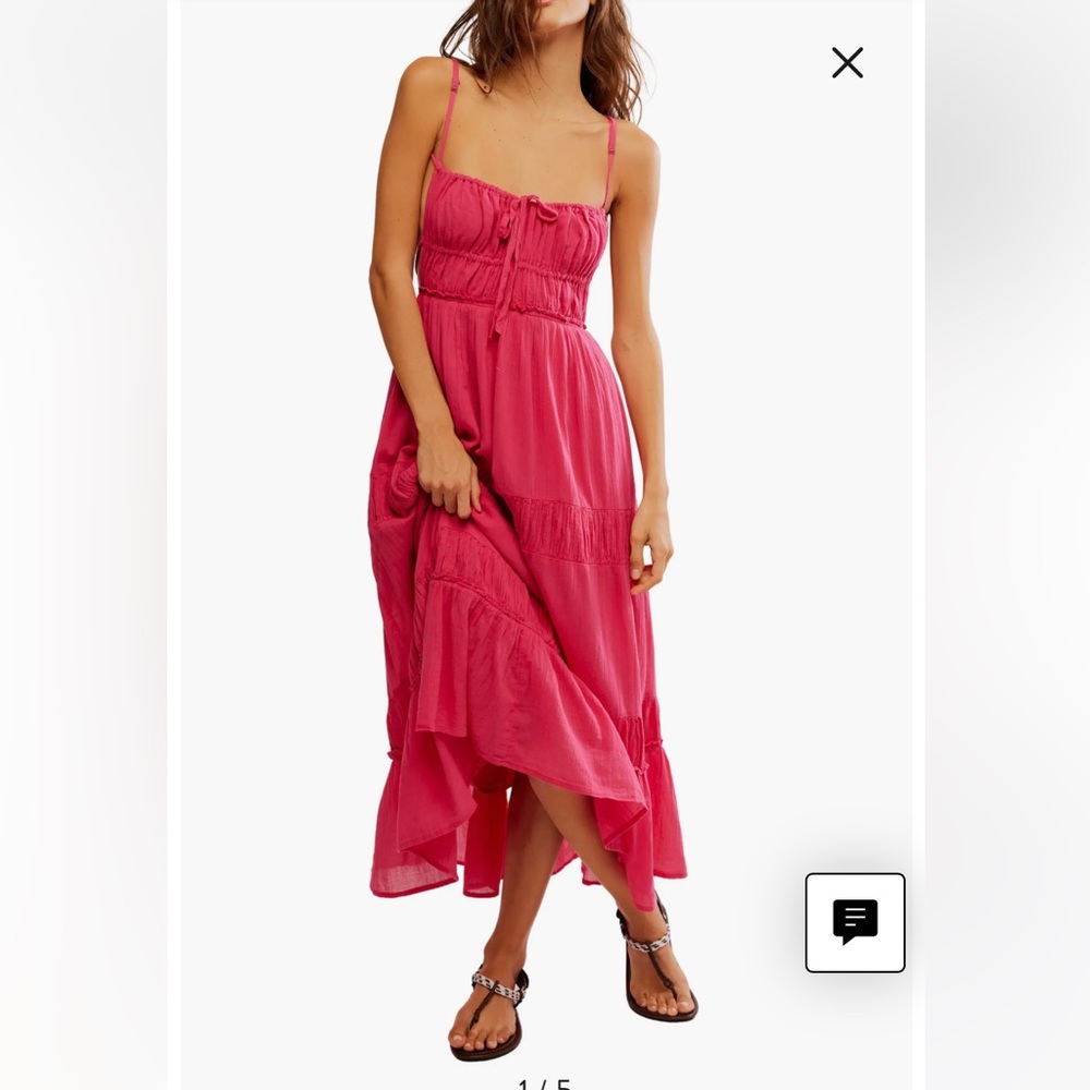 Free People Taking Sides Tiered Cotton Maxi Dress - Medium